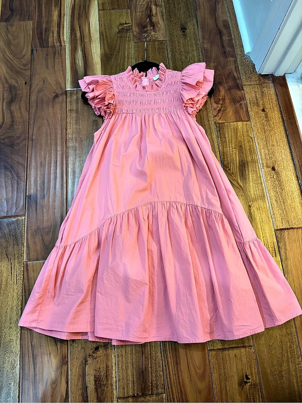 love the label Girls XS Pink Cotton Ruffle Maxi Dress